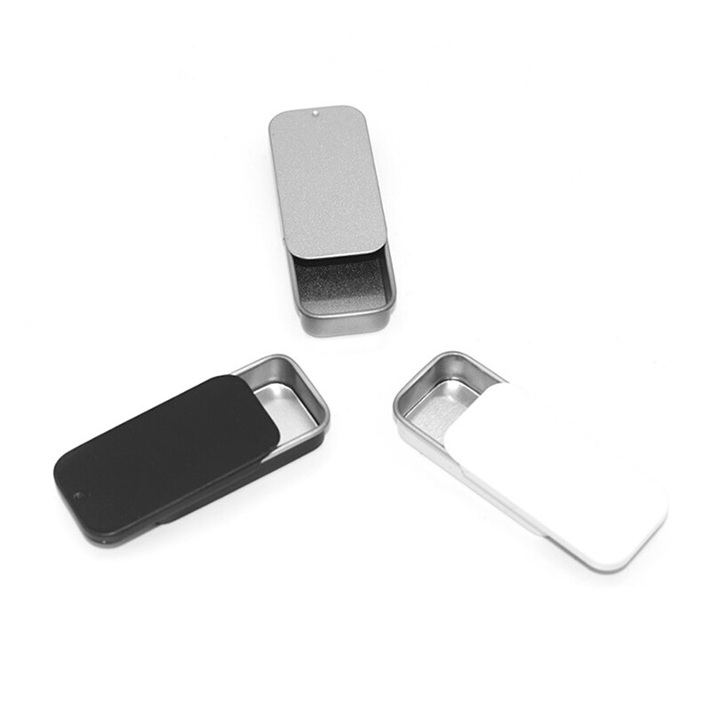 Ministar Metal Rectangular Empty Mini Tin Box Tinplate Push Candy Pill Cases Storage Box