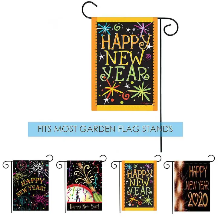 Sealavender 2020 Happy New Year Flag Indoor Outdoor Lawn Garden