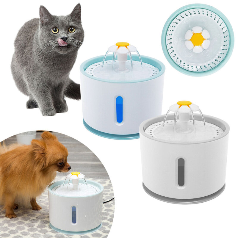 Đài Phun Nước Cho Mèo Uống Tự Động Thú Cưng Uống Nước Bát Định Lượng Màu Xanh