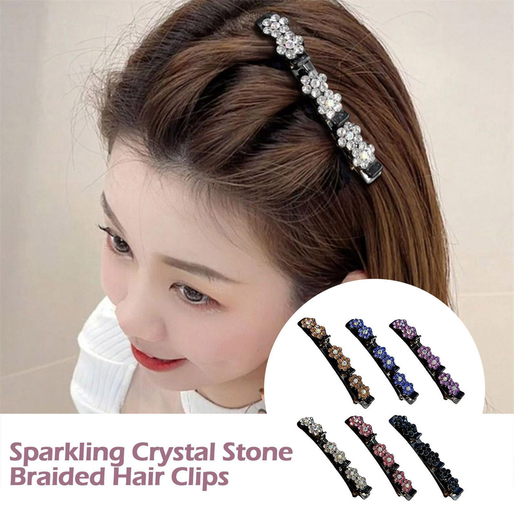 Styling Tools Double Bangs Women Fashion Sparkling Braided Stone