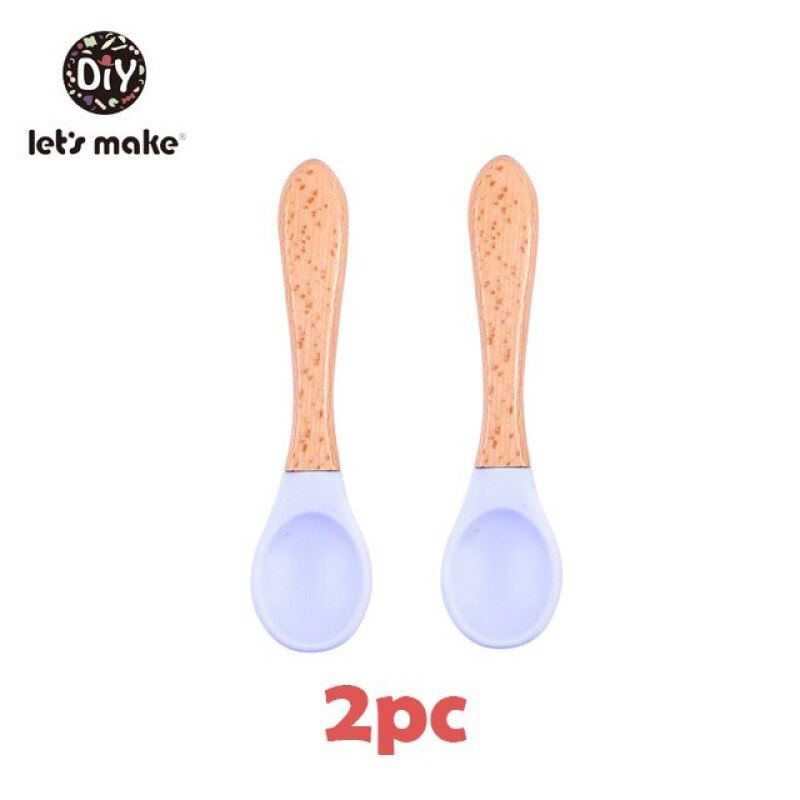 Bộ Đồ Ăn Cho Bé LetS Make, 1 Bộ Muỗng Chống Nước Chống Trượt, Bộ Đồ Ăn Silicon Cho Bé