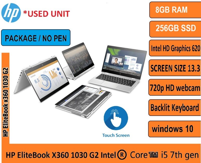 HP EliteBook X360 1030 G2 - 13.3 Intel®️ Core™️ i5 7th gen Processor With Keyboard (OPTIONAL FOR PEN) BEST FOR ONLINE Malaysia