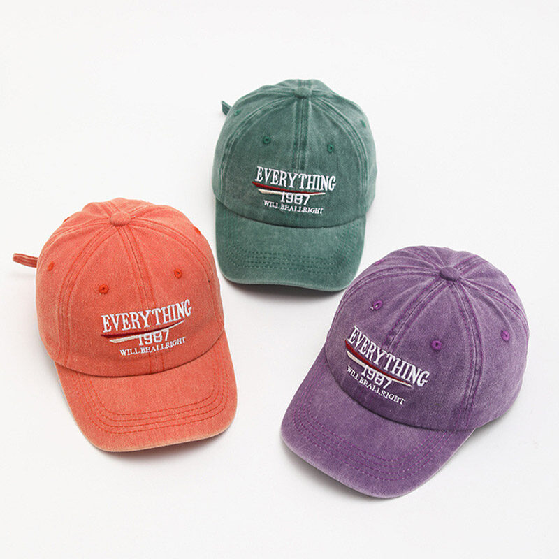 Boys Cools Letter Embroidered Baseball Cap Soft Top Visor Cap for Boys Versatile Washed Old Hat