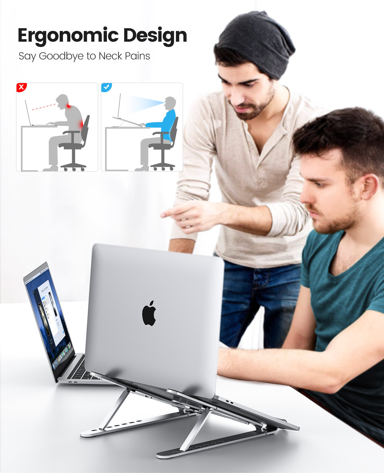 ORICO Foldable Laptop Stand Holder Riser Portable Adjustable Aluminum Notebook Stand Computer Stand 7 Angles for MacBook Tablets