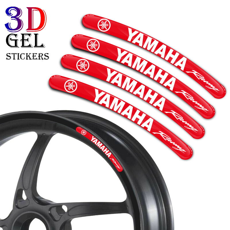 8PCS / Lot 3D Gel Motorcycle Wheel Rim Strip Decal Car Sticker for YAMAHA Red Stickers