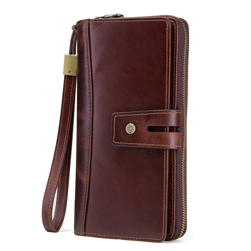 Royal Bagger New Long Wallet Purse For Men Genuine Cow Leather Fashion Clutch Bags Multifunction Handbag Business Casual Multi-Card Card Holder