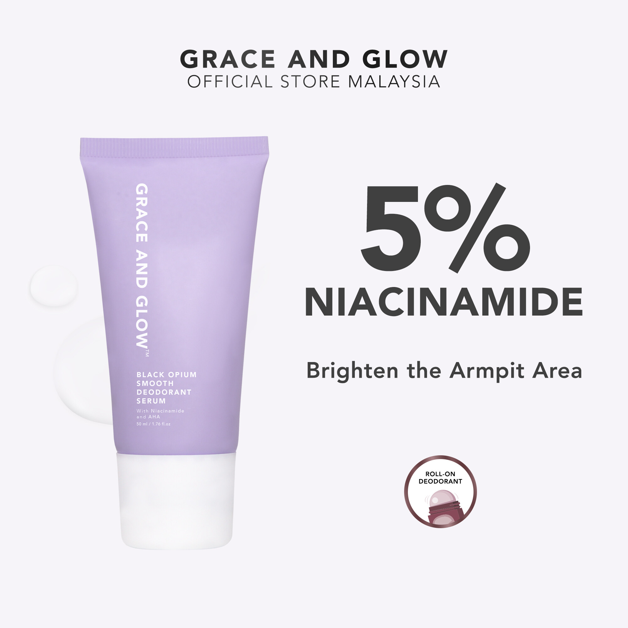 Grace & Glow BO Smooth Deodorant Serum Bright & Smooth Niacinamide