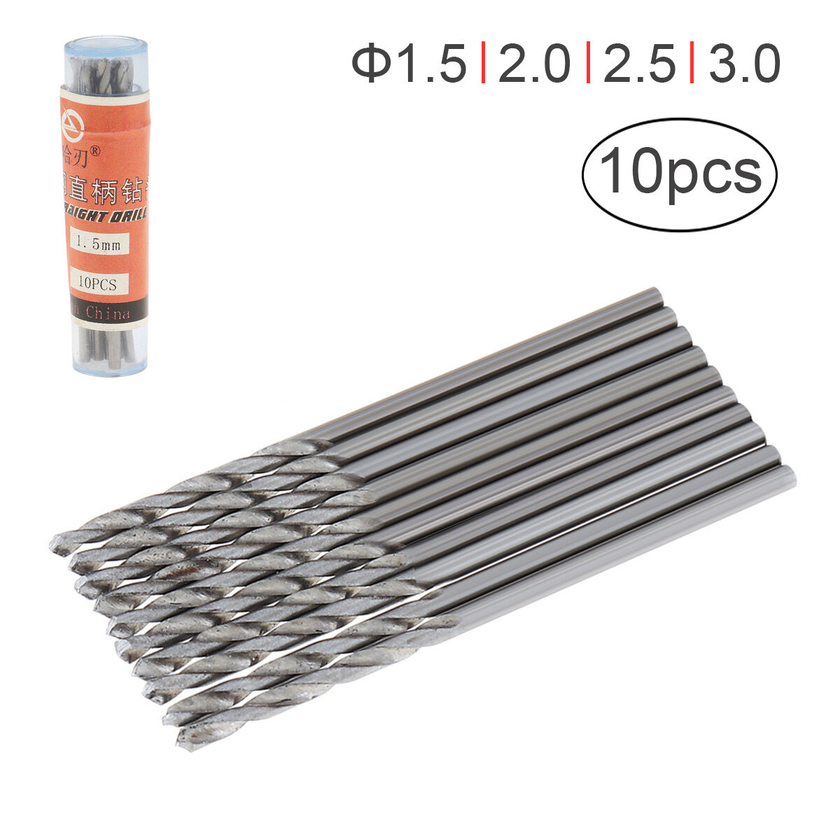 1.5mm 10pcs chuôi thẳng HSS tay mũi khoan xoắn nhỏ bé dụng cụ khoan Micro khoan gia công gỗ