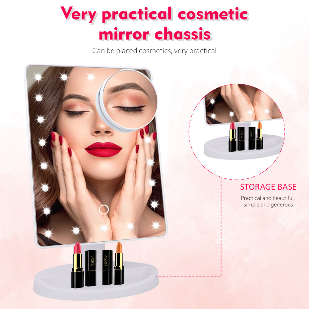 DECINIEE Vanity Lighted Makeup Mirror with 10X Magnifying Mirror 22 LED Lighted Mirror Touch Screen 180 Degree Rotation Cosmetic Mirror