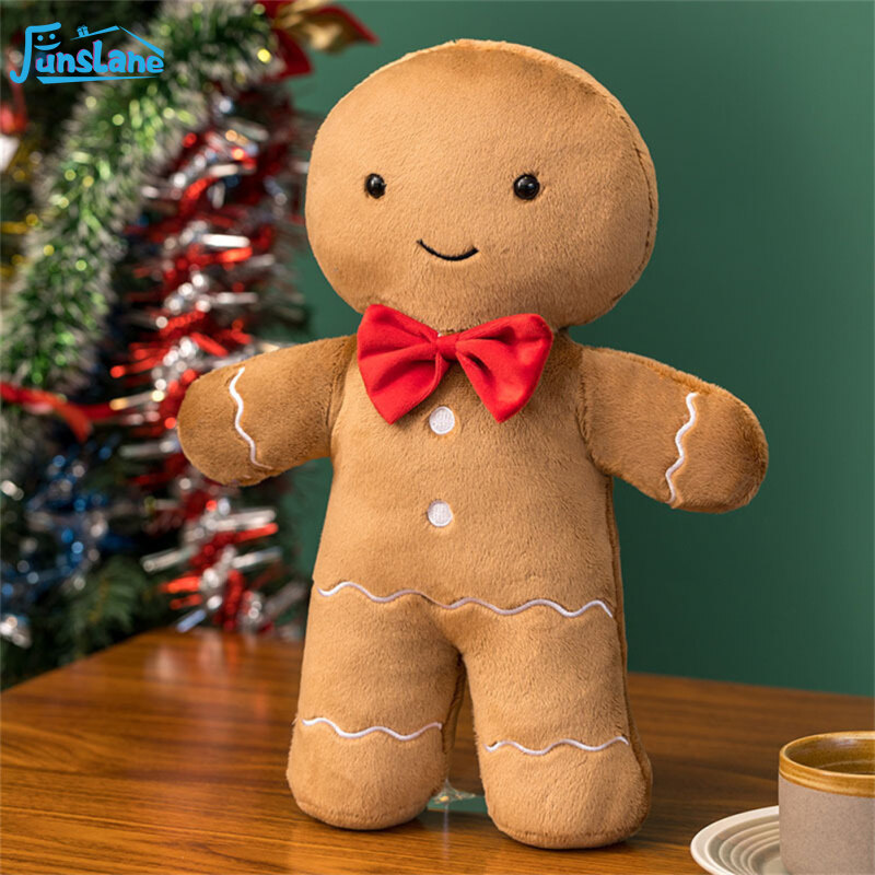 FLChristmas Gingerbread Man Plush Toy Stuffed Christmas Tree Garland Gingerbread House Xmas Plush Doll