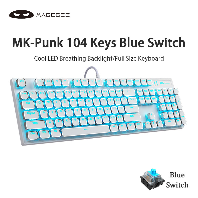 Magegee Mk Storm Mechanical Gaming Keyboard 104 Keys White Blue