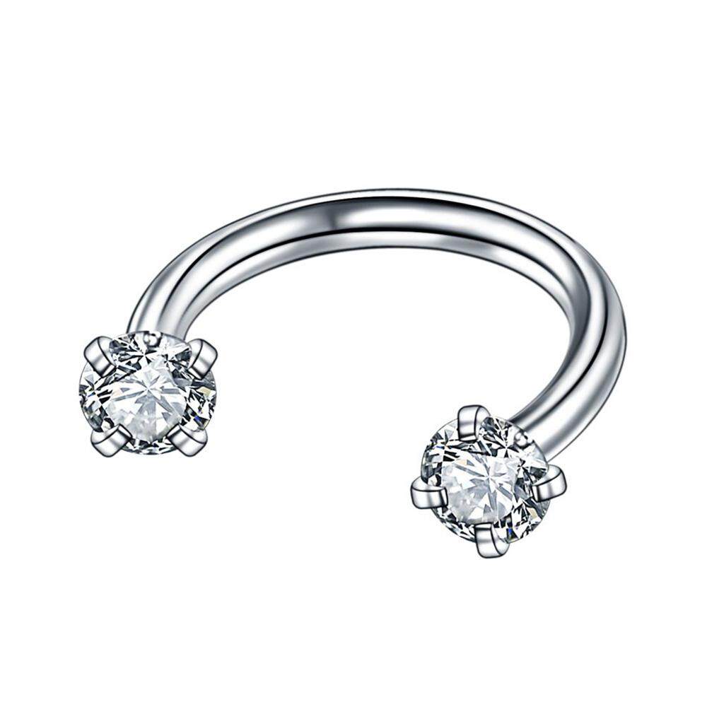 2Pcs Fashion Unisex Bedah Baja Berbentuk U Tulang Rawan Telinga Perhiasan Tindik Zircon Anting Kecil Anting-Anting