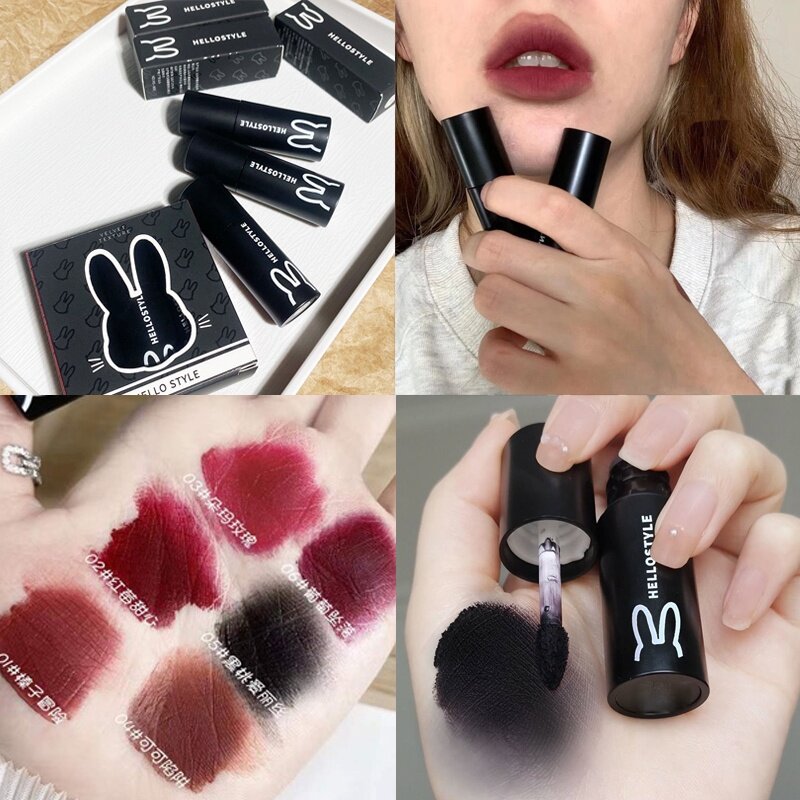 HELLOSTYLE Son Lì Nhung Son Bùn Dưỡng Ẩm Son Bóng Dòng Son Tối Màu Bộ 3