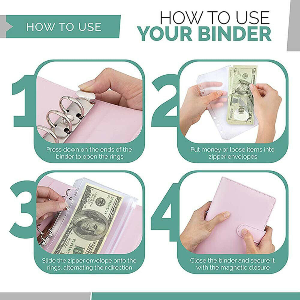 Money Saving A6 Zipper Wallet Envelopes Notebook Planner