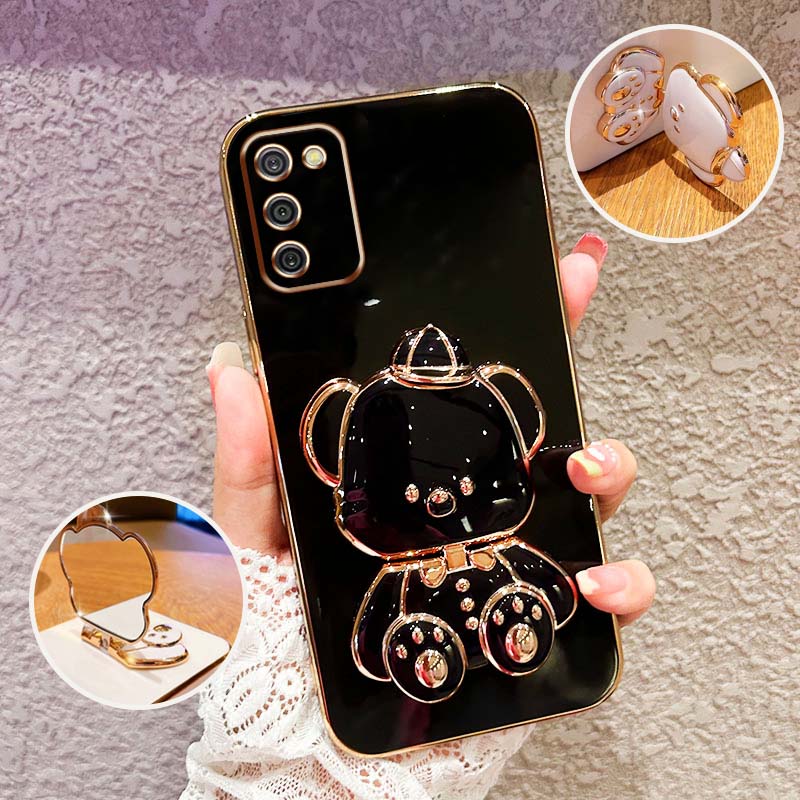 Ybd new design for samsung galaxy a02s m02s f02s a03s case luxury 3d stereo stand cute bear fashion cute phone case