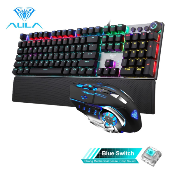 AULA F2088/S20 Wired Mouse and Keyboard Mechanical Gaming Set LED Backlit RGB Office Home Combo Bundles Singapore