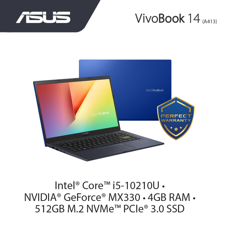 ASUS Vivobook A413F-PEK169TS | PEK170TS (i5-10210U, NVIDIA GeForce MX330, 4GB on board, 512GB M.2 SSD, W10, 2 yr warranty Malaysia