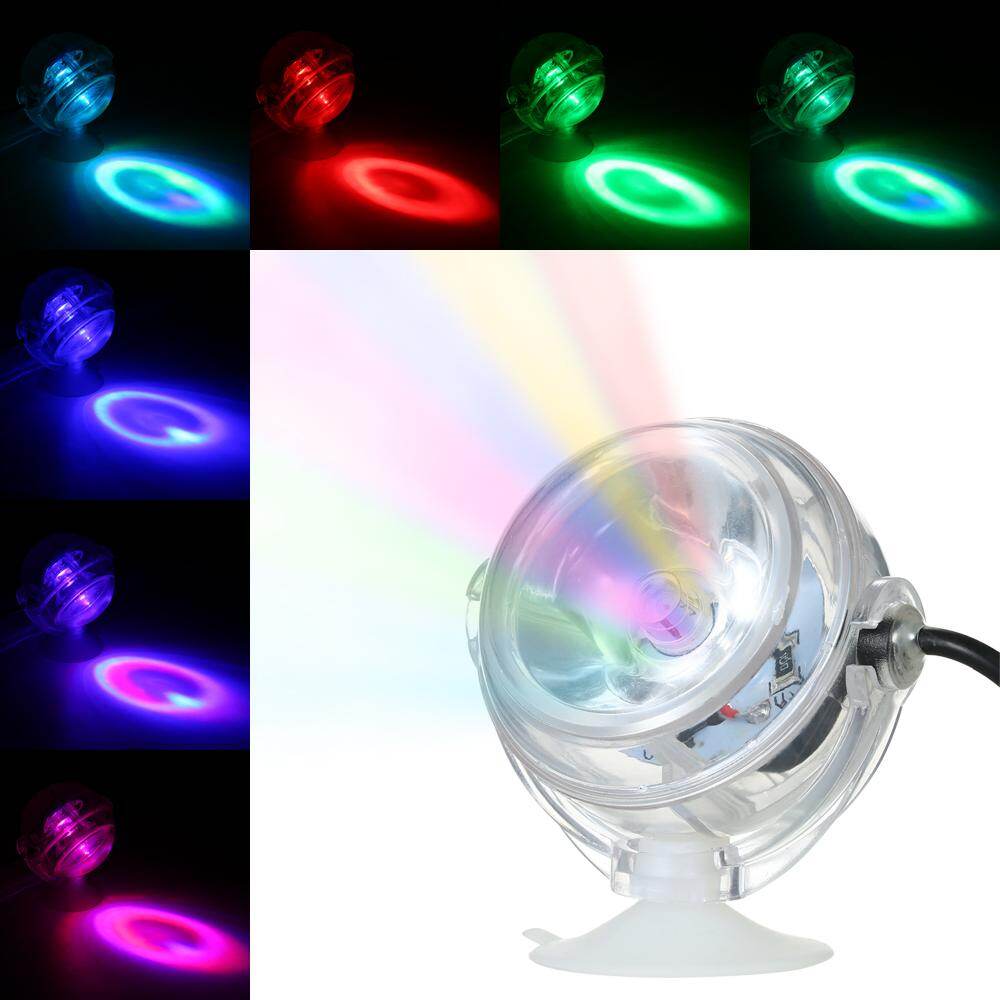 Aquarium Waterproof Spotlight Submersible Light Convex Lens Design with Suction Cup Fish Tank Decorative Light Color Changing