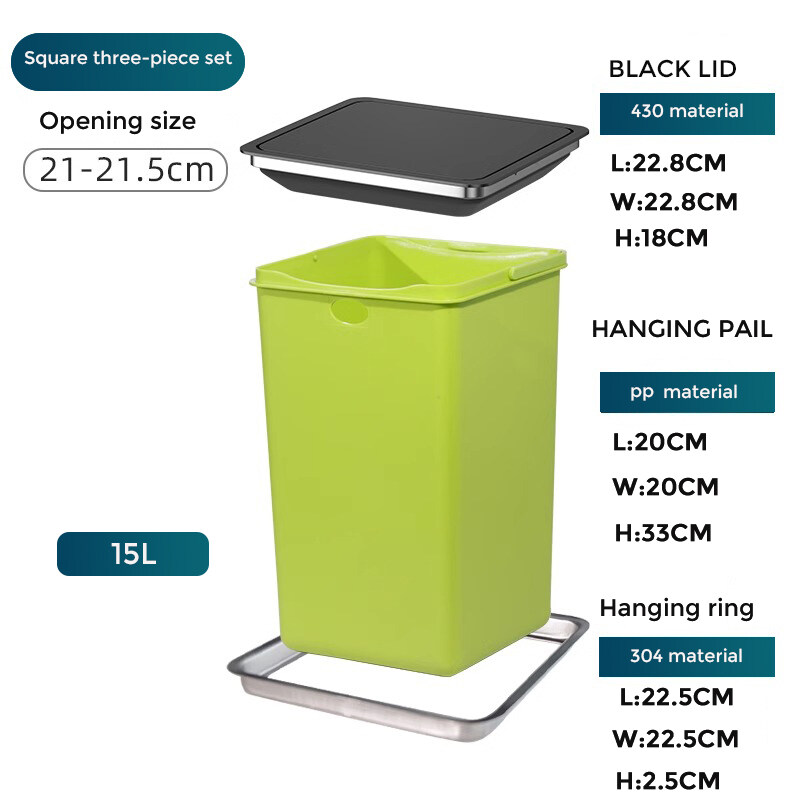 Kitchen Cabinet Countertop Built-in Stainless Steel Trash Can， Embedded