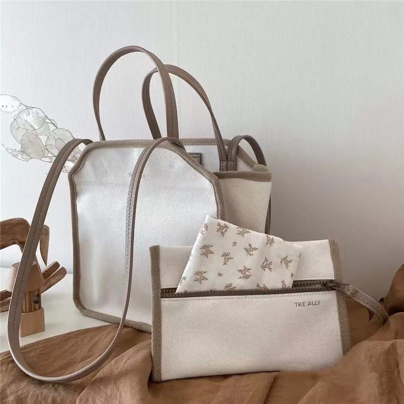 C&K INS mommy bag Multifunctional mother and baby pack Canvas bag Lightweight tote bag Bento bags Wear it cross-body over the shoulder