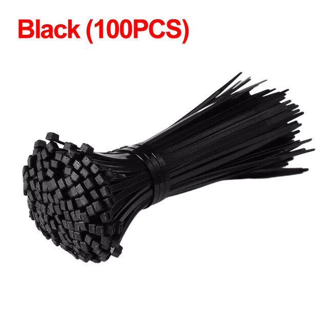 100Pcs Self-locking Nylon Cable Ties Straps Adjustable Cord Ties Fastening Loop Home Office Workshop Durable Plastic Wire Ties