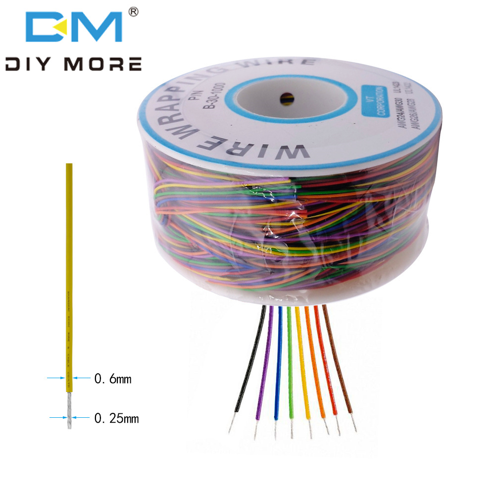 【100% Original】diymoreWrapping Cable 280M 30 AWG B-30-1000 8 Wire Breadboard Jumper Colored Insulation