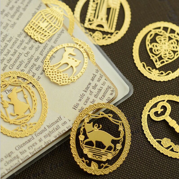 Vòng Kim Loại Bookmark Sáng Tạo Retro Tinh Tế Văn Phòng Phẩm Đánh Dấu Món Quà