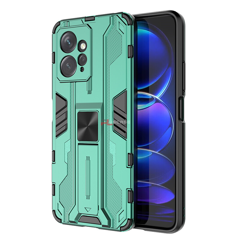 PlusCase for Xiaomi Redmi Note 12 4G Case Shockproof Kickstand Armor Camera Lens Protector Hard Back Cover