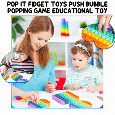 Pop It Fidget Toys Push Bubble Popping Game Educational Toy Kids Sensory Stress Relief Tiktok