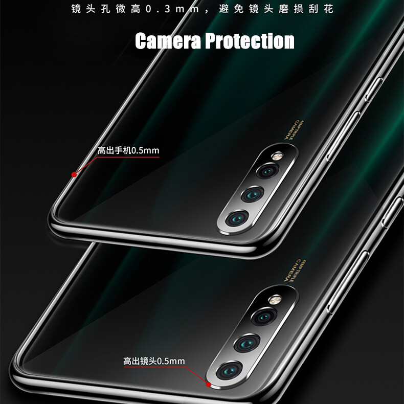 【Camera Full Coverage】For Vivo S1 1907 Upgrade 6D Electroplating Slim Soft Clear Silicon Protective Jelly Case Liquid Crystal Anti-fading Back Cover Skin