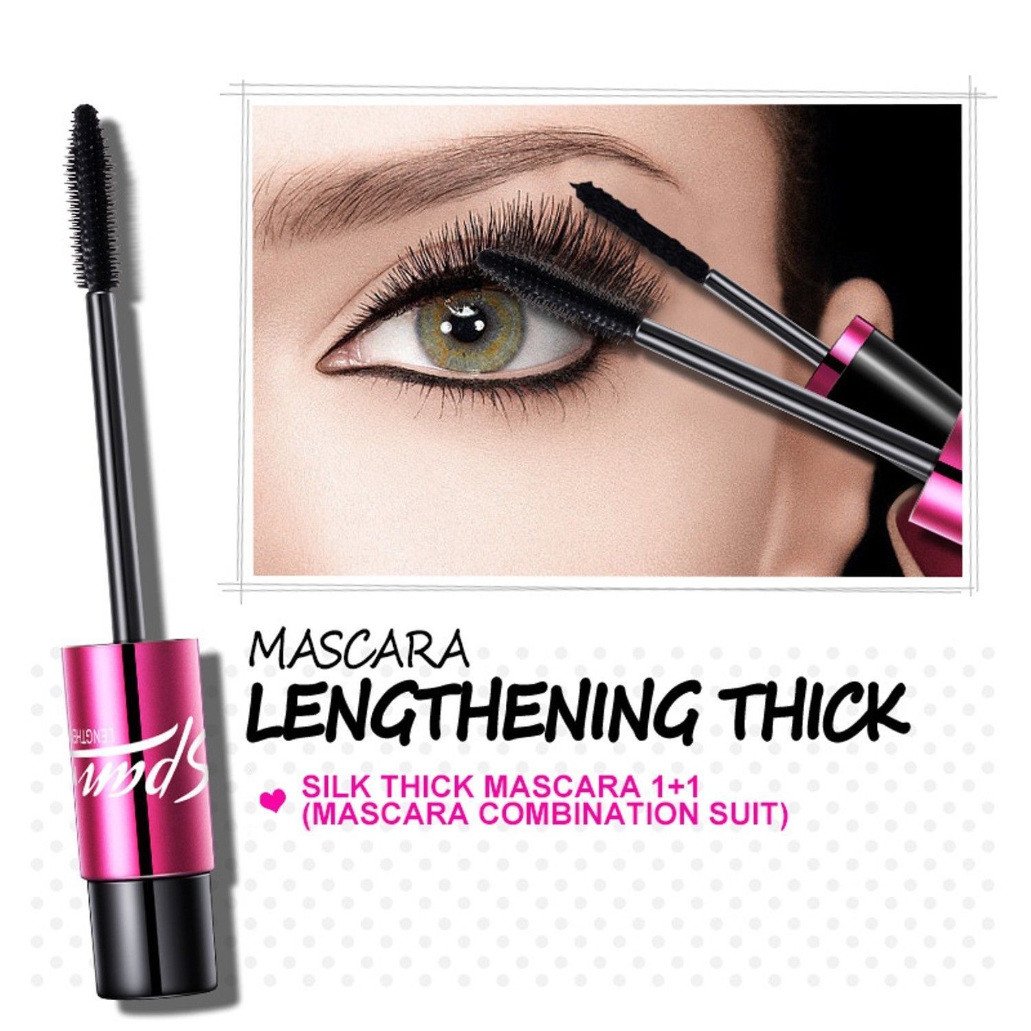 [Dorisna] 4D Silk Fiber Eyelash Mascara Extension Makeup Waterproof Silk + Mascara