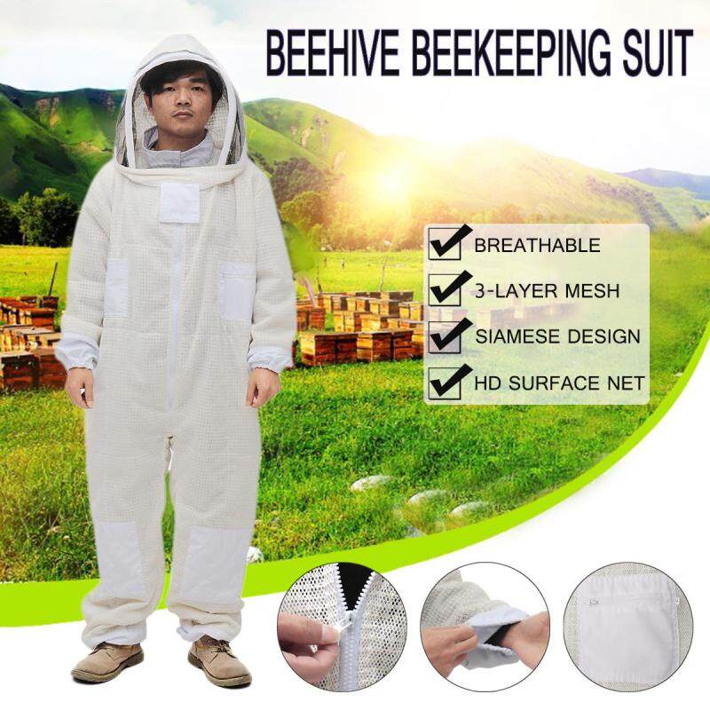 【Free Shipping + Flash Deal】3 Layer Ventilated Veil Beekeepers Bee Full Suit Gloves Beekeeping Protective