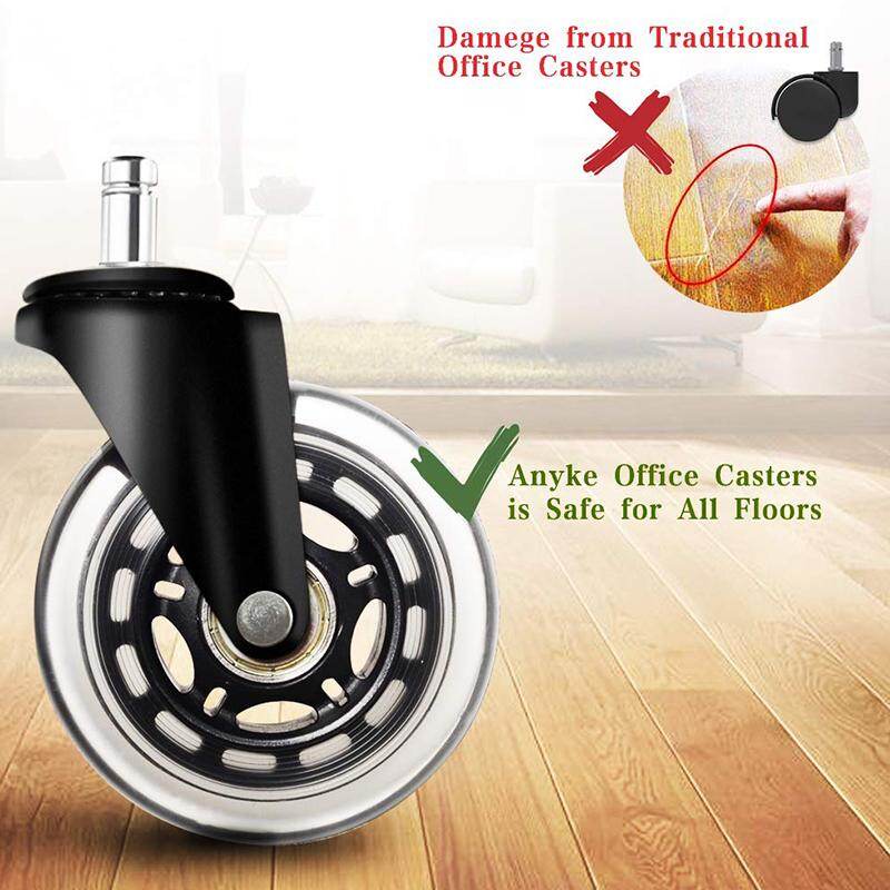 (Set of 5)Premium Office Chair Caster Wheel Universal Standard Size 11x22mm Silent Castor Wheels for IKEA 10x22mm Replacement Floor Protecting Smooth Rolling Heavy Duty Load Desk Wheels