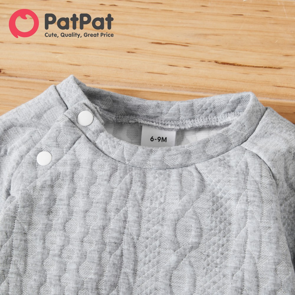 PatPat 2 Chiếc Bộ Dệt Kim Giả Dài Tay Màu Trơn Cho Bé Gái