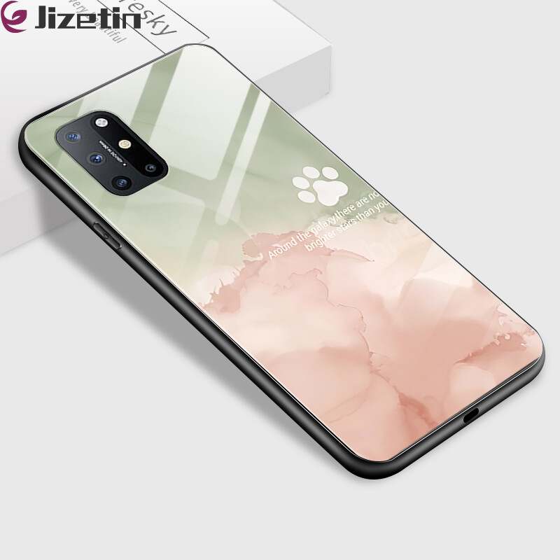 Jizetin Hard Case For OnePlus 8 OnePlus 8 Pro OnePlus 8T Multicolored Dreamlike Painting Design Shockproof Glossy Case Tempered Glass Back Cover Casing