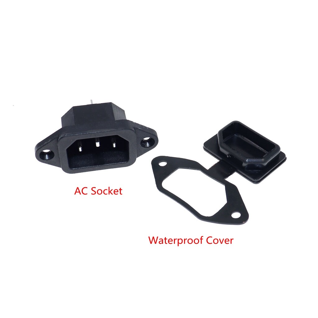 2 chiếc ổ cắm nguồn AC đầu vào IEC320 C14 ổ cắm màu đen + Vỏ bọc chống thấm nước cao su 10A 250V