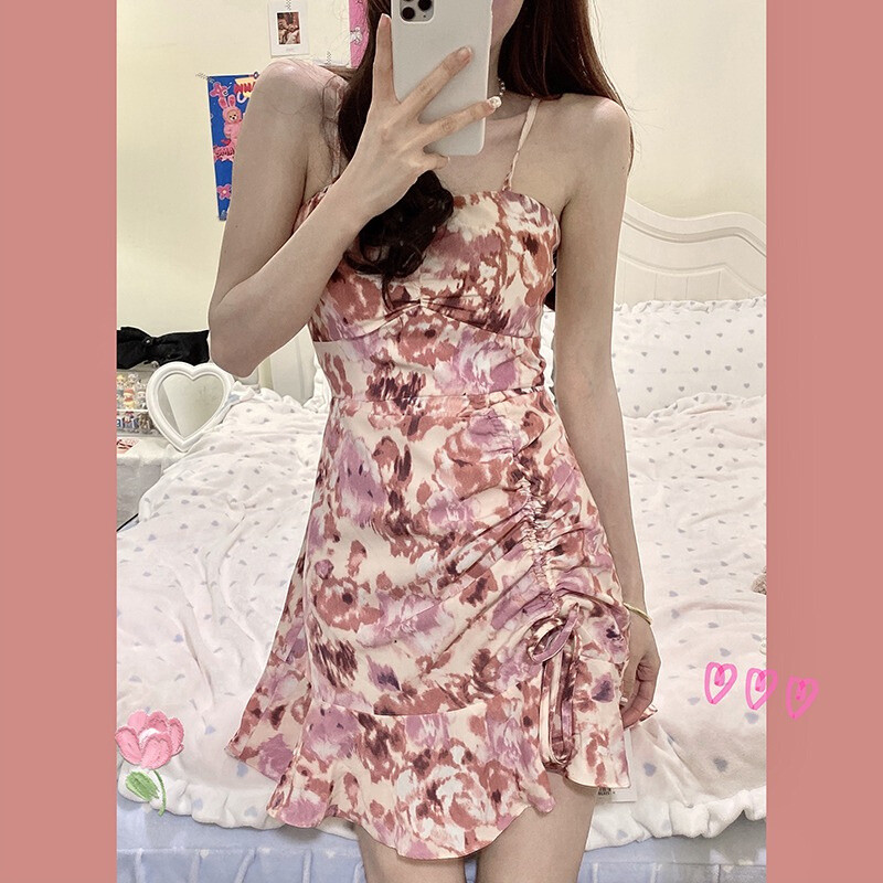 Đầm cổ yếm hoa mỏng cho nữ