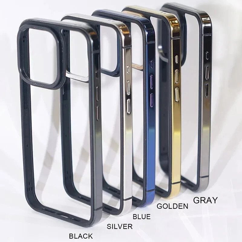 Metal Frame Protective Case For iPhone 15 Pro Max 15 Plus TPU Silicone Edge Bumper Shell For iPhone 15 Pro 14 Pro 14 Pro Max Phone Case Cover