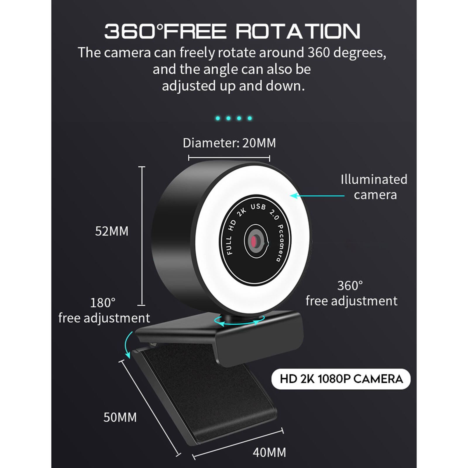 Baoblaze Streaming 1080P Webcam Độ Nét Cao Tích Hợp Đèn Nhẫn Có Thể Điều Chỉnh Và Mic. Camera Web AF Tự Động Lấy Nét Nâng Cao Dành Cho Google Meet Xbox Gamer Facebook Streamer