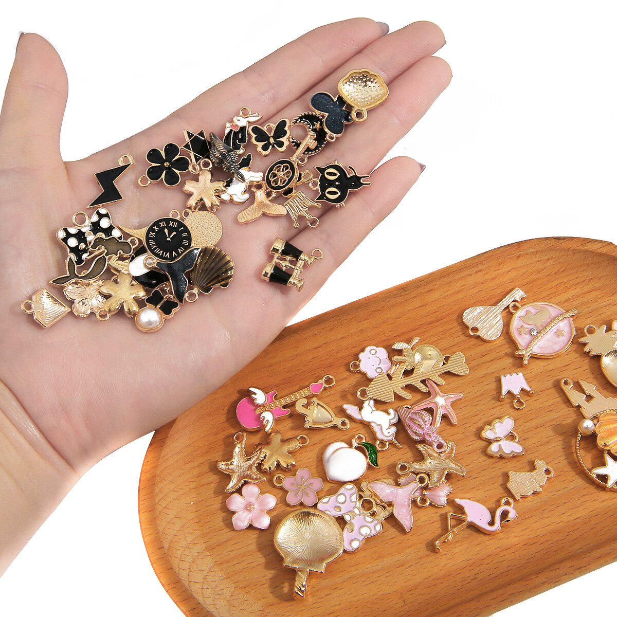 Random Mix 10Pcs Alloy Drop Oil Charms Enamel Rainbow Flowers Pendants Beads For Bracelets Earrings DIY Jewelry Making Findings
