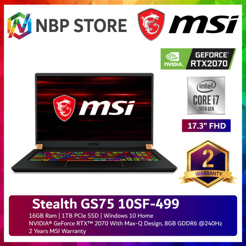 MSI Stealth GS75 10SF-499 17.3 FHD 240Hz Gaming Laptop ( i7-10875H, 16GB, 1TB SSD, RTX2070 8GB MAX Q, W10 ) Malaysia
