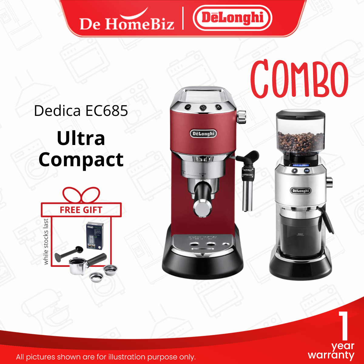 thumbnail interactive-video image 1 of De'Longhi Dedica EC680 EC685 Easy Clean 1-Cup Filter – Silver, Genuine Part DLSC400 1 of 6