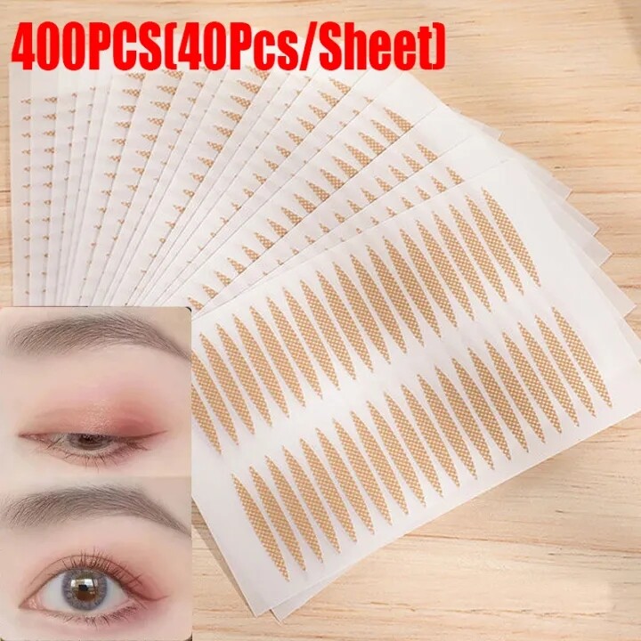 400Pcs Breathable Eyelid Tape Invisible Instant Double Eyelid Strips Texture Eye Makeup Tool