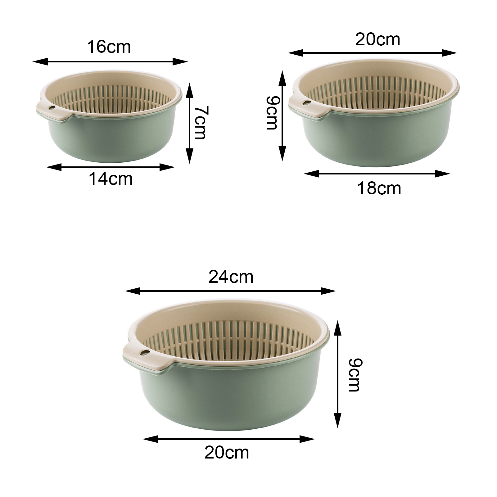 Livecity Drain Basket Double Layers Multifunctional PP Kitchen Colander Strainer Household Supplies