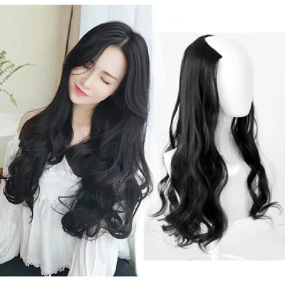 【COD】55 cm black wig for women hair clip hair extensions curls fluffy