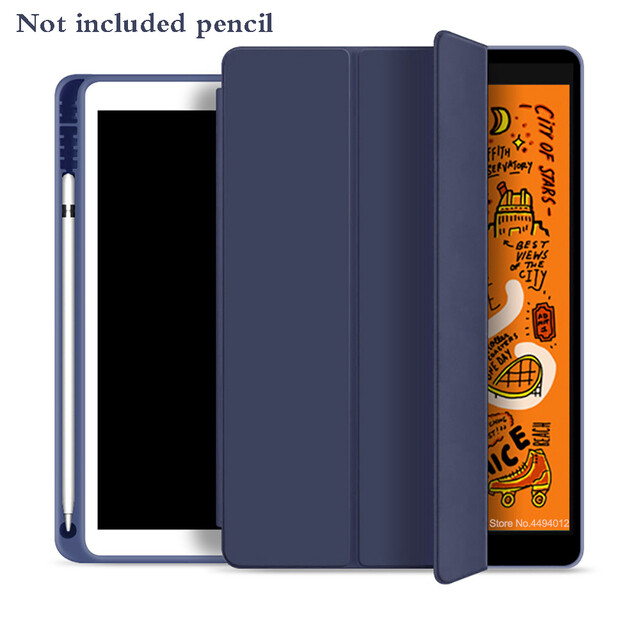 Soft leather case for ipad 10.2 2019 2020 ipad air3 pro 10.5 inch ipad air1 air2 pro 9.7'' case smart cover with pencil holder for ipad air4 air5 10.9'' ipad pro 11 tablet case