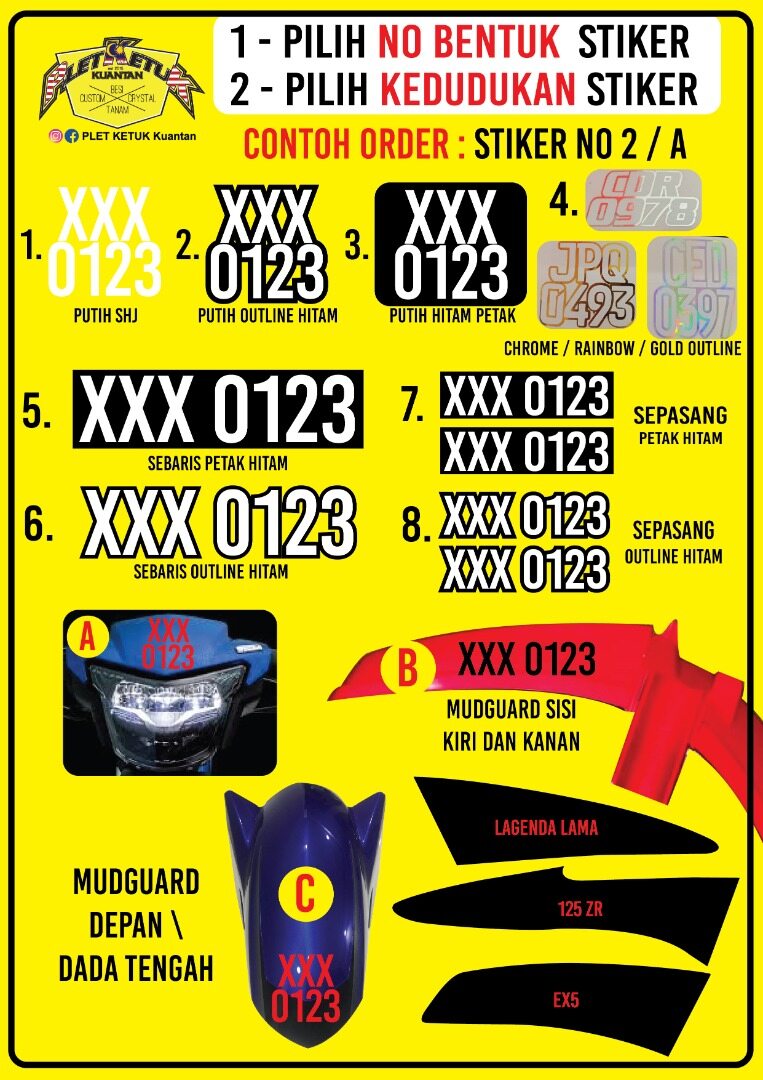 NO PLATE MOTOR STANDARD (LULUS JPJ) sila CHAT selepas BELIAN  Lazada