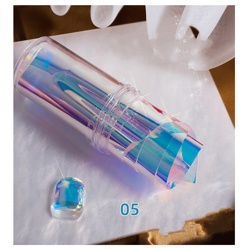 Aurora Nail Art Glass Foil Film DIY Cellophane Paper Ice Cube Gradient Korean Nail Trend Ice Cube Nail Art Decoration 1Bottle