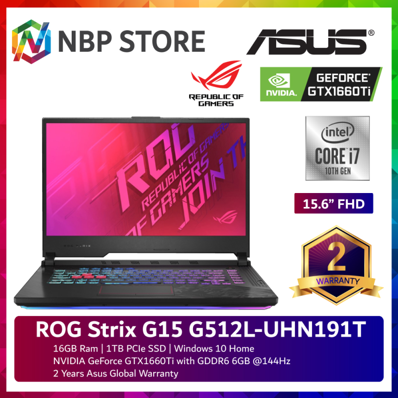 Asus ROG Strix G15 G512L-UHN191T 15.6 FHD 144Hz Gaming Laptop Black ( i7-10750H 16GB 1TB SSD GTX1660Ti 6GB W10 ) Malaysia