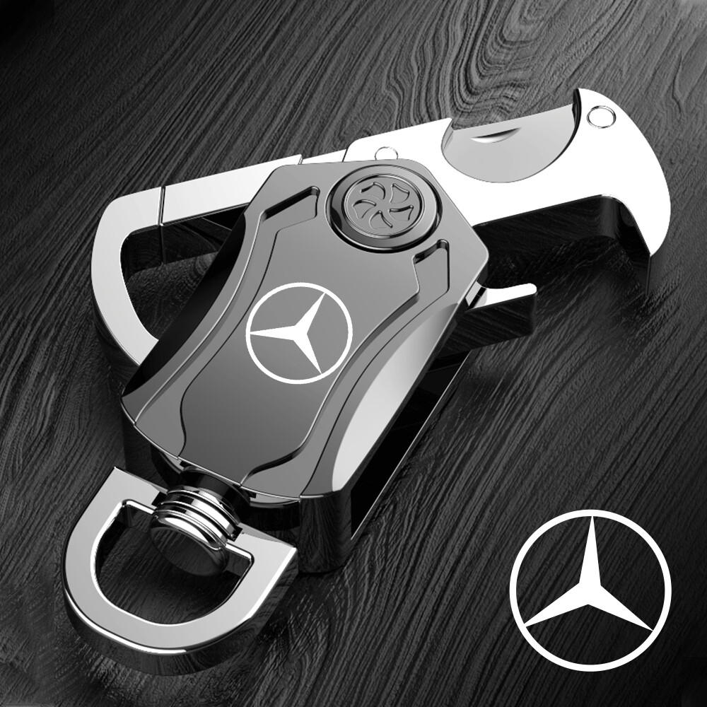 Cho m E r C E D E S Xe Hơi Kim loại móc khóa da thời trang keyholder